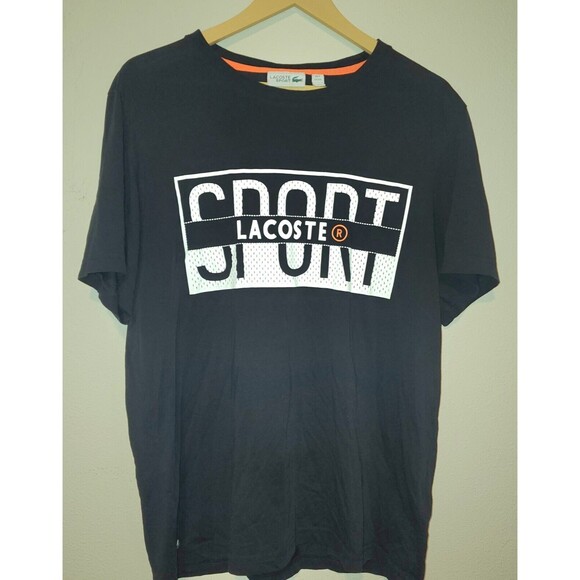 Lacoste Sport XXL Tshirt Unisex Black Short Sleeve Excellent Pre-owned Condition - Picture 2 of 6